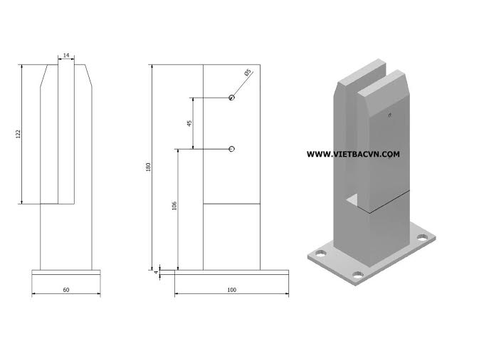 Trụ lan can kính, trụ cầu thang inox, trụ lan can thép không gỉ